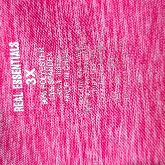 Real Essentials Pink Short Sleeve V-neck Tee 3x - Picture 5 of 6